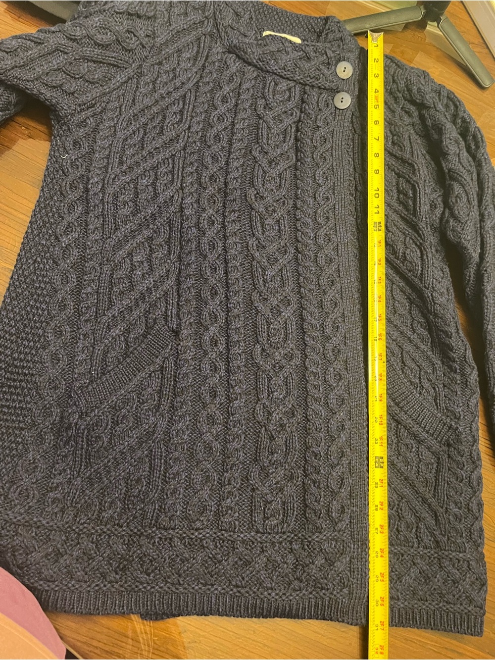 Aran Crafts Navy 💯 Merino Wool. Ireland. Sweater Coat / Cardigan. Size XL. NWT - Picture 9 of 9
